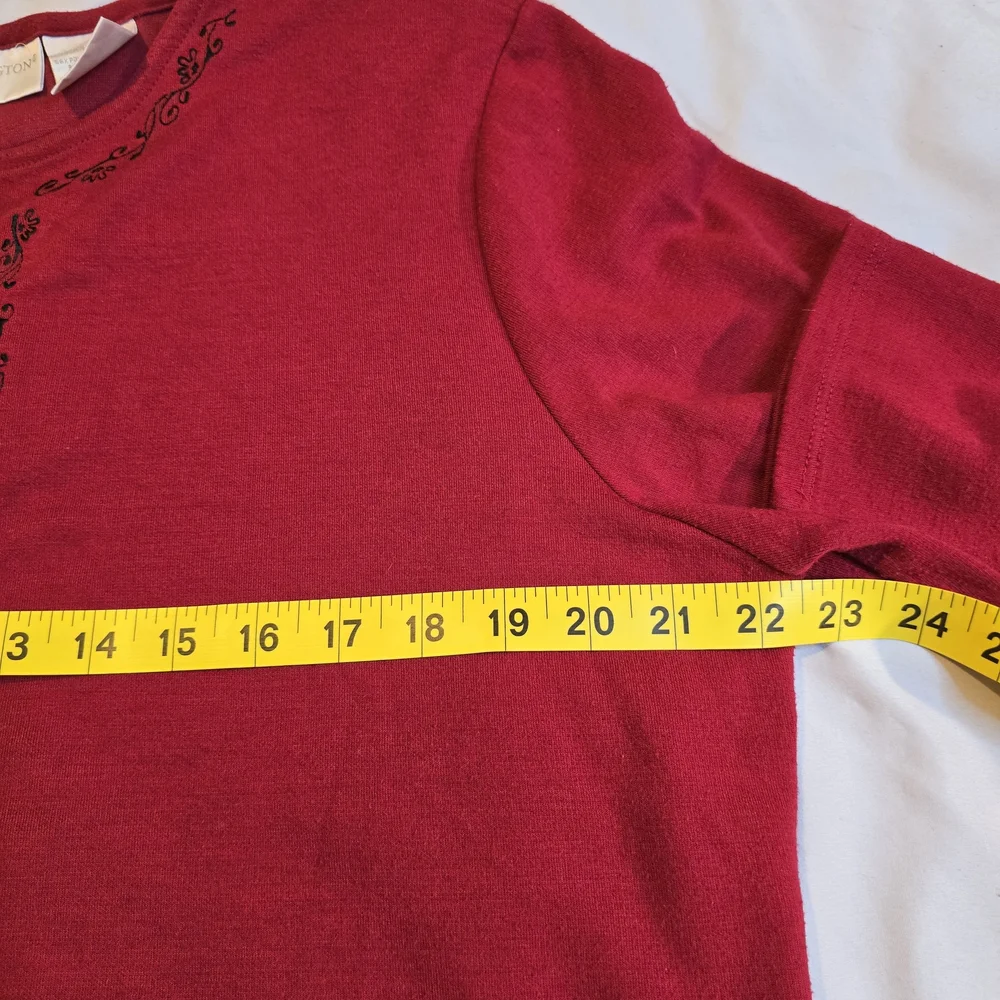 Worthington Knits Red Embroidered Button Front Cardigan XL - Picture 5 of 7